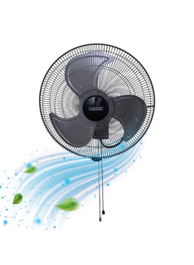 خليجية مروحة جدارية معدنية شديدة التحمل KMW450 مقاس 18 بوصة، 3 شفرات، 120 واط، 3 سرعات، تذبذب 90 درجة، مروحة شديدة التحمل للنوادي الرياضية والمكاتب وغرف النوم والقاعات، ضمان لمدة سنتين. - Image 1