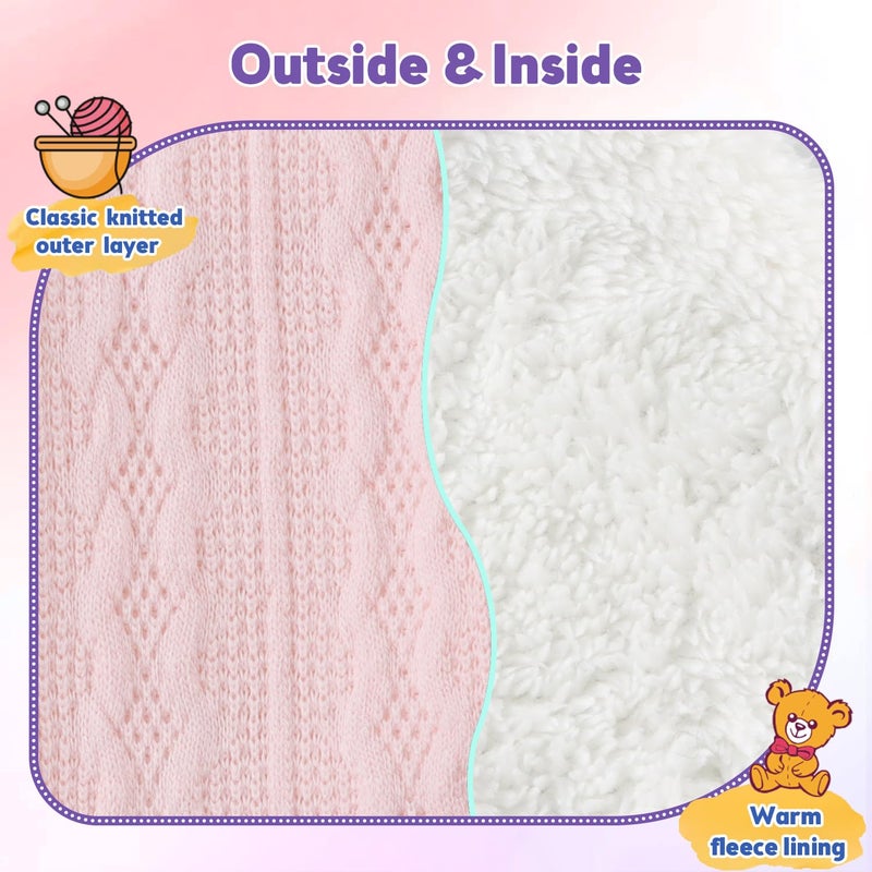 OMUKY Kids Scarf Fleece Warm Knitted Scarves for Girls Boys Toddler Cold Weather Soft Neck Warmer(Pink,6-12 Years) - Image 4