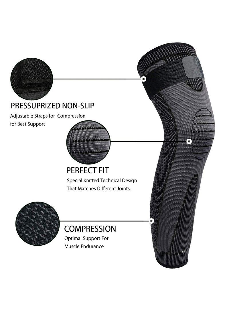 Ofrdncy Leg Compression Sleeve Full Leg 2 Pack Long Knee Brace for Men Women Knee Support Protector for Running,Weightlifting, Workout and other Sport-4Sizes - Image 3
