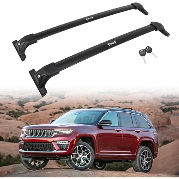 rayihni 260lbs Roof Racks Cross Bars Fit for Grand Cherokee L 2021-2025 and Grand Cherokee WL 2022 2023 2024 2025.Heavy Duty All-Aluminum Lockable Rooftop Rails Luggage Kayaks Bikes Canoe Surfboards - Image 2