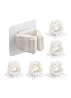 Generic Neemay Wall Mounted Self Adhesive Broom Mop Storage & Organization - No Drilling - 6 Pieces -- Pure White 