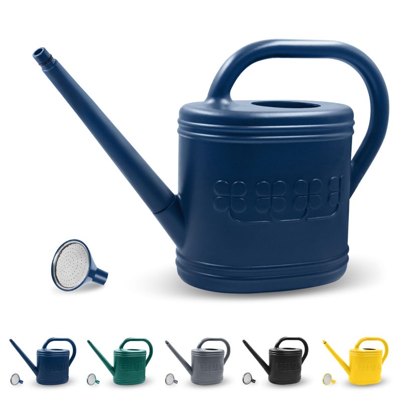 Giftsfaloy 2 Gallon Watering Can, Outdoor Watering Can for Plants, Garden Water Can with Removable Long Spout and Stainless Steel Sprinkler Head, Large Water Can for Greenhouse (Dark Blue, 2 Gallon) - Image 1