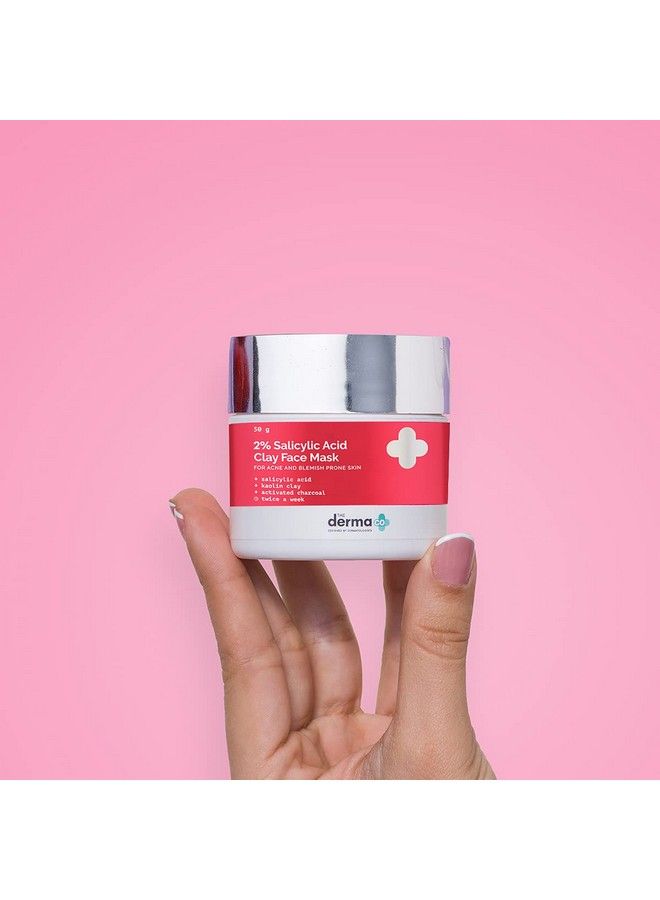 THE derma Co قناع الطين للوجه بحمض الساليسيليك بنسبة 2% للرجال والنساء للبشرة المعرضة لحب الشباب والبقع 50 جرام (ديرماكو) - Image 3