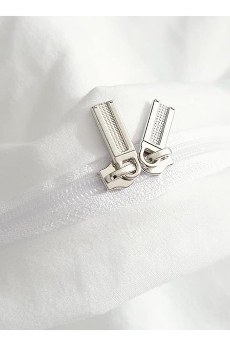 LUNA Home Washable Cotton 6 Pieces King Size Duvet Cover Plain Off White 220x240cm. - Image 4