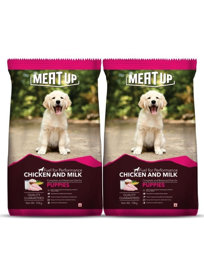 Meatup Puppy Dry Dog Food  Chicken & Milk (Buy 1 Get 1) 2 x 10 kg - Image 1