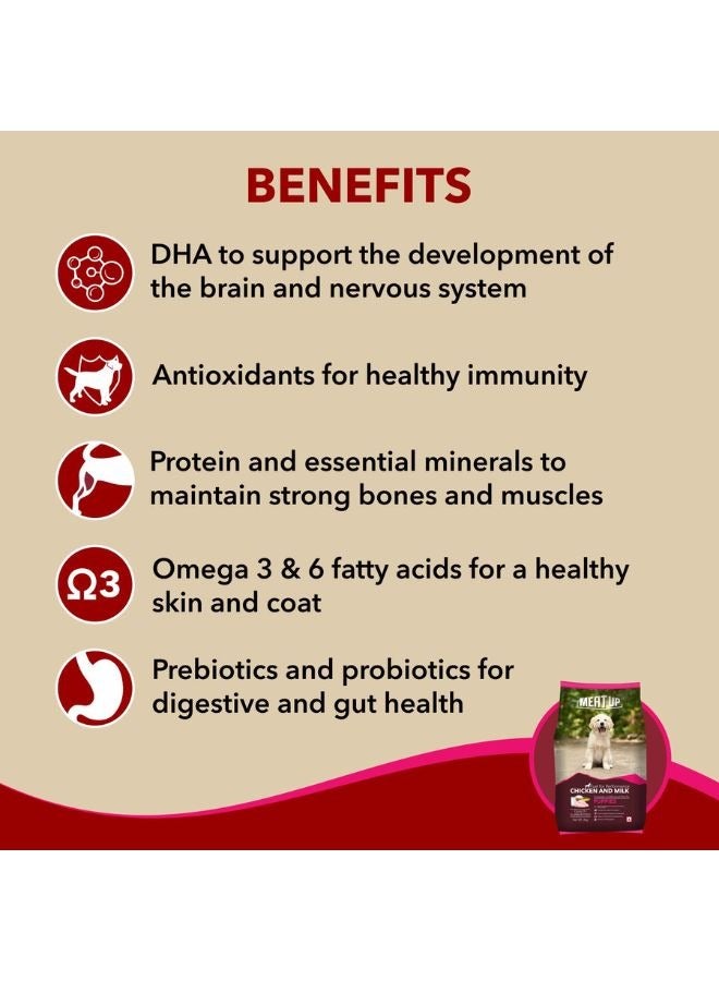 Meatup Puppy Dry Dog Food  Chicken & Milk (Buy 1 Get 1) 2 x 10 kg - Image 3