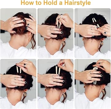 EEEKit مشابك شعر فرنسية EEEKit بتصميم عتيق على شكل U لرفع الشعر، عصا شعر مزدوجة الشوكة لتسريحات الشعر للنساء والفتيات، ملحقات تصفيف الشعر - Image 5