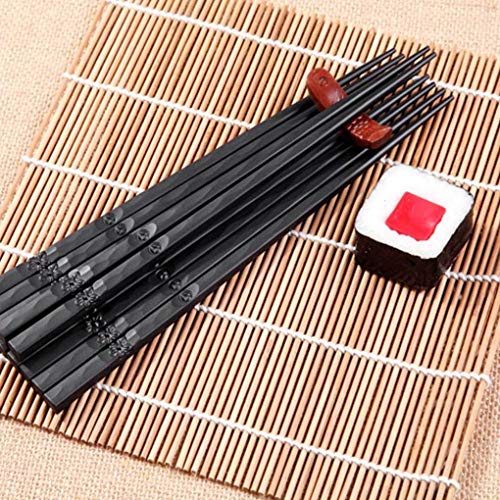 RIANZ Reusable Fiber Glass Alloy Chopsticks Japanese Style Lightweight Non-Slip Chop Sticks - Black (5 Pairs) - Image 2