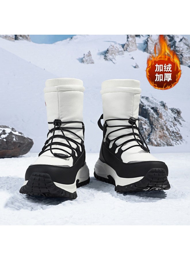 Flying in the snow Snow Flying 2025 Winter New Fashion Mid-tube Snow Boots Thick Sole Fleece Warm Cotton Boots Men's Boots Women's Boots - Image 5