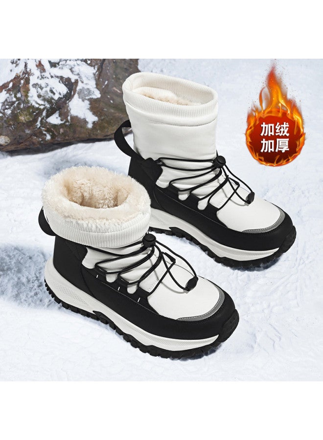 Flying in the snow Snow Flying 2025 Winter New Fashion Mid-tube Snow Boots Thick Sole Fleece Warm Cotton Boots Men's Boots Women's Boots - Image 2