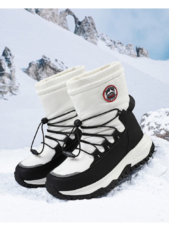 Flying in the snow Snow Flying 2025 Winter New Fashion Mid-tube Snow Boots Thick Sole Fleece Warm Cotton Boots Men's Boots Women's Boots - Image 1