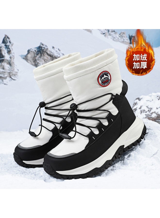 Flying in the snow Snow Flying 2025 Winter New Fashion Mid-tube Snow Boots Thick Sole Fleece Warm Cotton Boots Men's Boots Women's Boots - Image 3