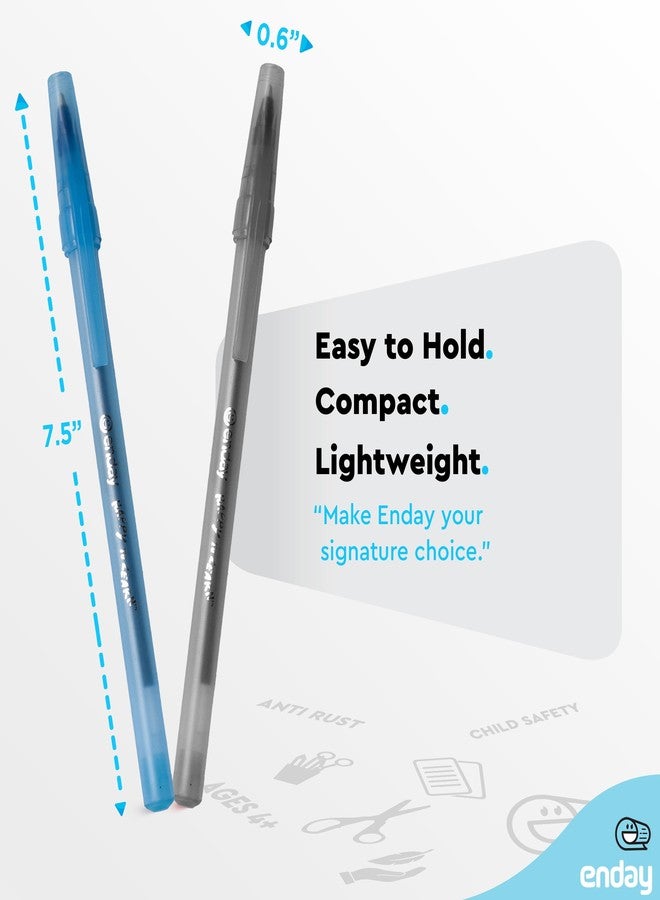 Enday Pens Bulk Black Pens Blue Pens Ballpoint, Medium Point (1.0mm), Flexible Round Barrel For Writing Comfort, 240 Count Ballpoint Pens For School, Office, 120 Black ink Pens & 120 Blue Ink Pens - Image 5