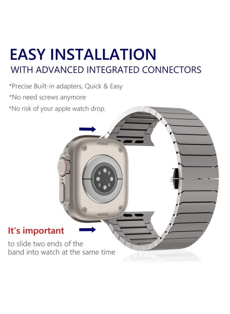 NEW Steel Band Compatible with Apple Watch Ultra 49mm/45mm/44mm/42mm – Solid Metal Strap, Adjustable Folding Clasp, Compatible with iWatch Series 3/2/1 – Stylish & Durable Band for Men & Women - Image 4