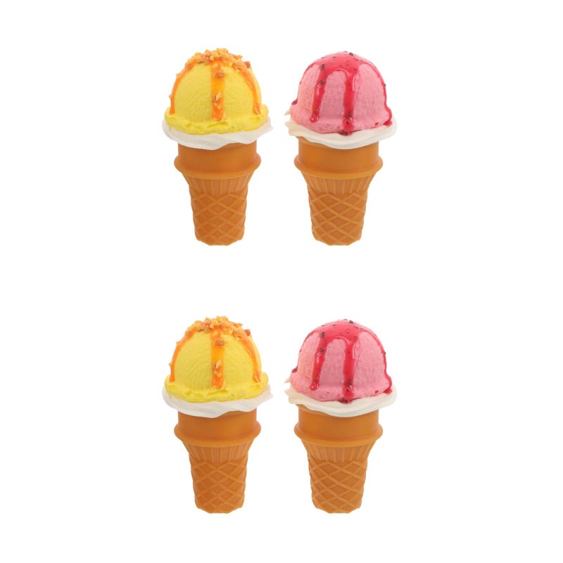 4 pcs Fake Ice Cream : Realistic Ice Cream Cone Prop Imitation Fake Food Desserts Model Photography Props for Home Shops Staging Display - Image 1