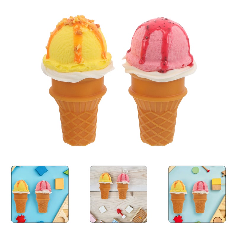 4 pcs Fake Ice Cream : Realistic Ice Cream Cone Prop Imitation Fake Food Desserts Model Photography Props for Home Shops Staging Display - Image 2