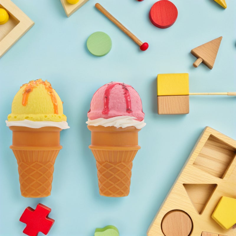4 pcs Fake Ice Cream : Realistic Ice Cream Cone Prop Imitation Fake Food Desserts Model Photography Props for Home Shops Staging Display - Image 3