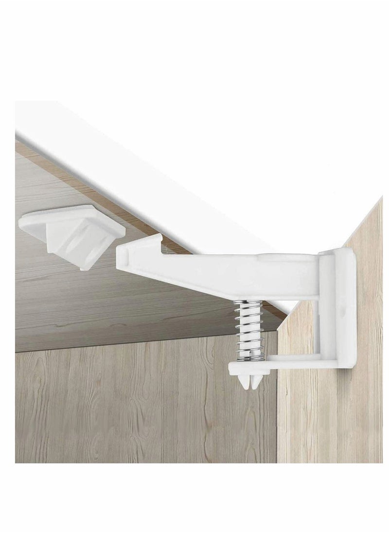 SYOSI - Child Safety Locks, 10 Pack Child Safety Cupboard Locks, Invisible and Unlocked Design, No Tools or Drilling Needed, Baby Cabinet Locks for Kitchen Cabinets and Drawers Latches (White) - Image 1