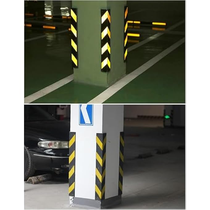 ريحني واقي موقف السيارات الحاجز العاكس لزاوية موقف السيارات واقي الجدار العاكس بطول 80 سم واقي مستودع السيارات مع شرائط أمان صفراء أسود أصفر - Image 3