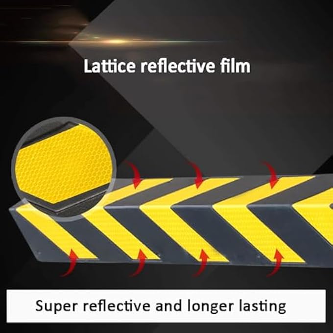 ريحني واقي موقف السيارات الحاجز العاكس لزاوية موقف السيارات واقي الجدار العاكس بطول 80 سم واقي مستودع السيارات مع شرائط أمان صفراء أسود أصفر - Image 5