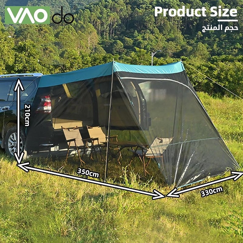 VAODO Car Tailgate Tent, SUV Camping Tent, Nylon Silver Glue Oxford Cloth, Generic Awning Windproof, UPF50+, for Outdoor Camping Travel, Green - Image 5