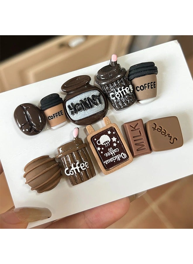 10-Piece Resin Coffee & Chocolate Charms – DIY Decorative Accessories for Card Holder, Phone Case & Keychain Decoration  - Image 1