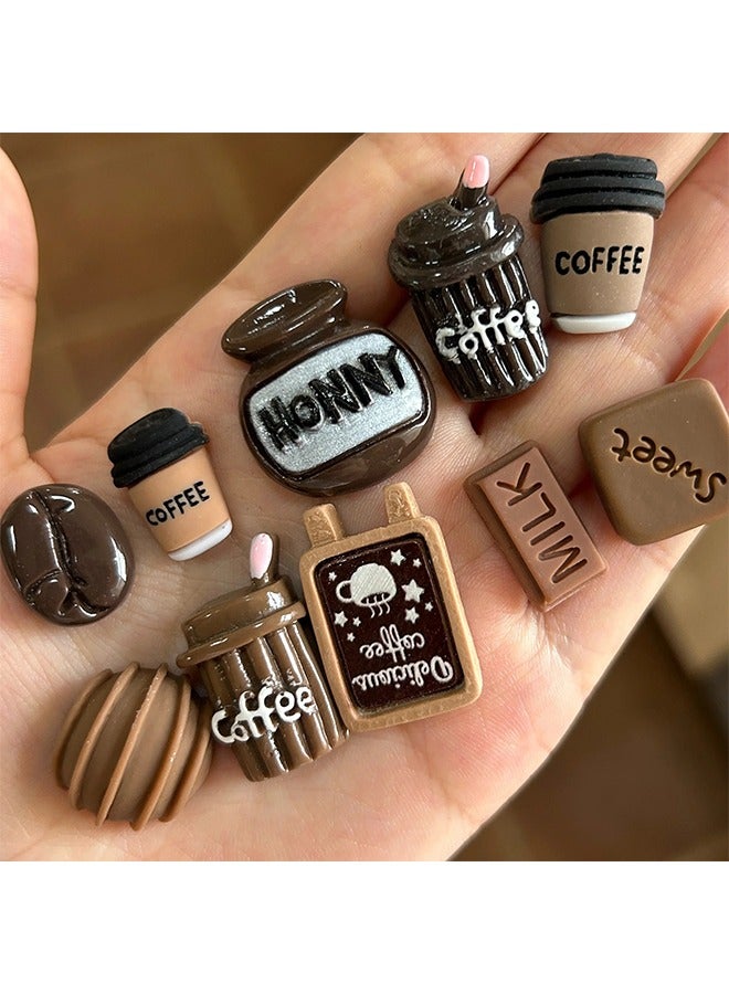 10-Piece Resin Coffee & Chocolate Charms – DIY Decorative Accessories for Card Holder, Phone Case & Keychain Decoration  - Image 2