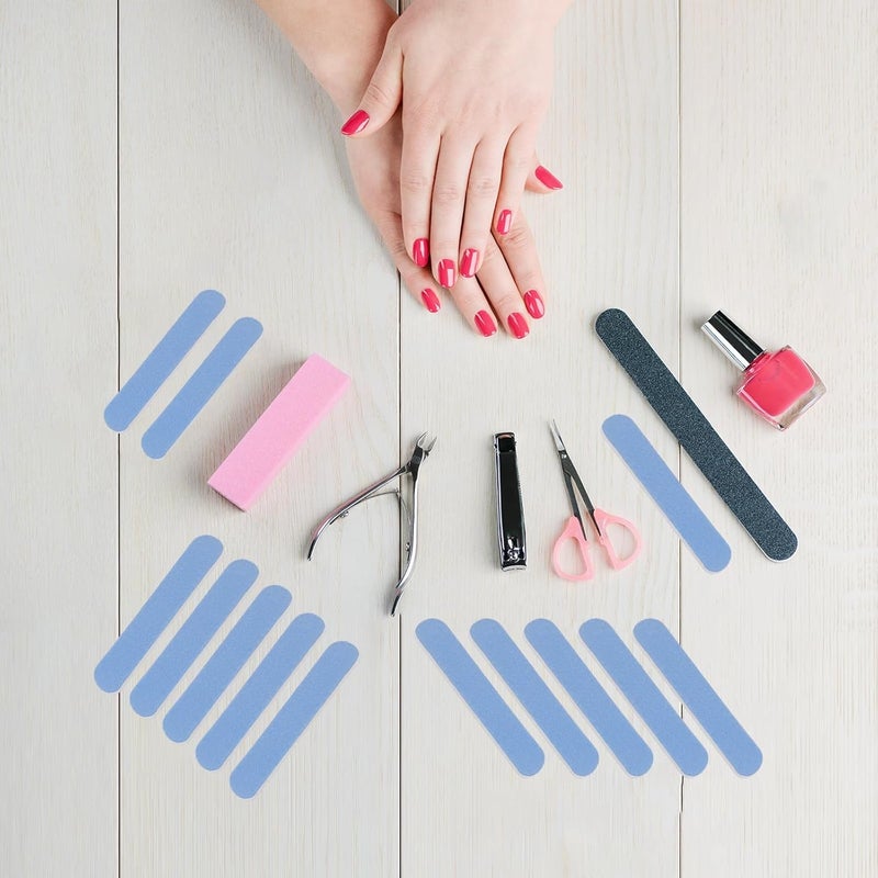 GigaGround Mini Nail Files Bulk (100 Pcs), Double Sided Emery Board Nail File for Nature Nails, Manicure Tool Set Disposable Colorful Blue Nail File for Home Salon Use Travel Size for Men Women Wood Board - Image 4