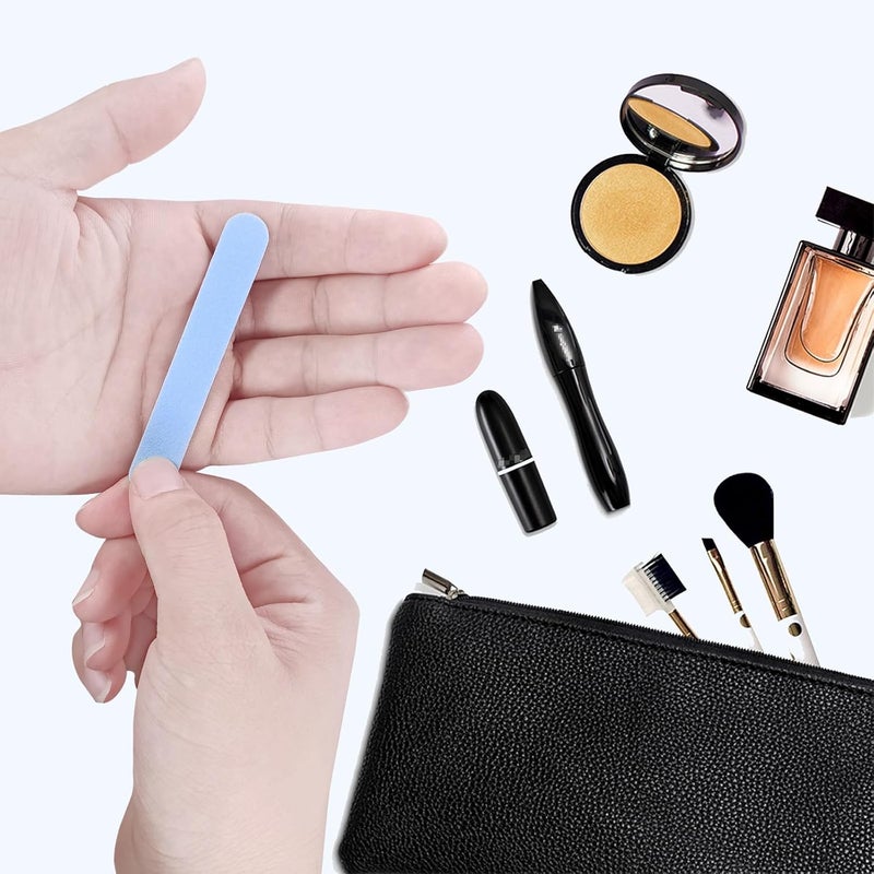 GigaGround Mini Nail Files Bulk (100 Pcs), Double Sided Emery Board Nail File for Nature Nails, Manicure Tool Set Disposable Colorful Blue Nail File for Home Salon Use Travel Size for Men Women Wood Board - Image 5