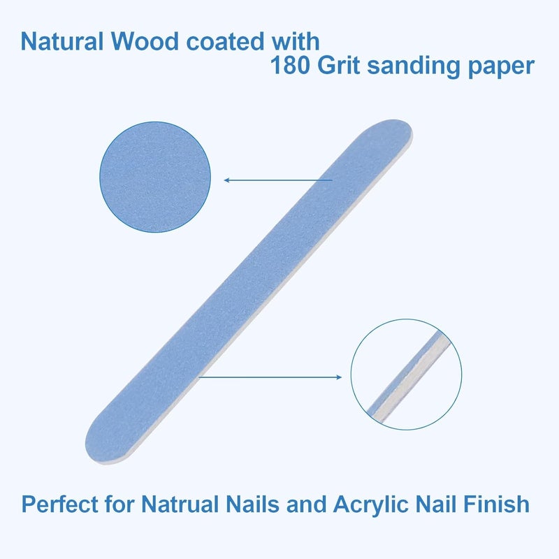 GigaGround Mini Nail Files Bulk (100 Pcs), Double Sided Emery Board Nail File for Nature Nails, Manicure Tool Set Disposable Colorful Blue Nail File for Home Salon Use Travel Size for Men Women Wood Board - Image 3