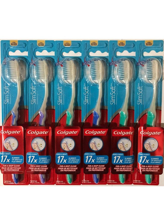 كولجيت فرشاة أسنان كولجيت سليم سوفت برؤوس انزلاقية، ناعمة للغاية، رأس مضغوط - عبوة من 6 قطع - Image 1