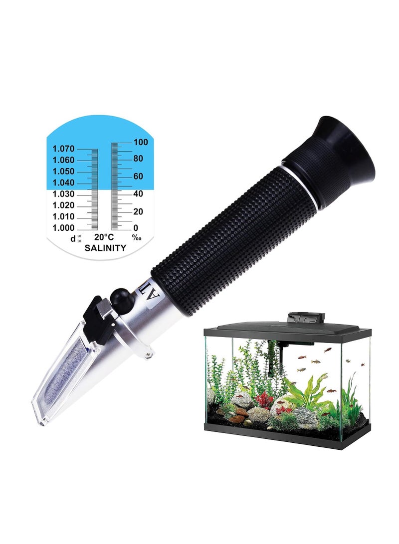Generic Water Salinity Refractometer,Dual Scales Hydrometer: Specific Gravity 1.000-1.070  PPT 0-100, Handheld Seawater Tester for Aquarium, Marine Fish-Keeping, Pool Tank  - Image 1