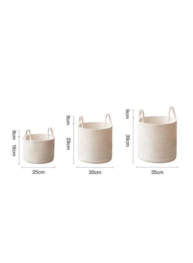 White fabric laundry basket, Takato laundry basket, plant storage basket, can store clothes, toys, pillows, towels, bedroom, living room, bathroom (three-piece set)  - Image 5