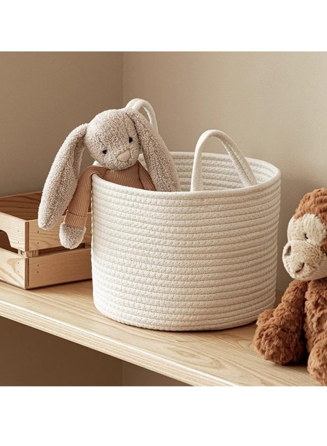 White fabric laundry basket, Takato laundry basket, plant storage basket, can store clothes, toys, pillows, towels, bedroom, living room, bathroom (three-piece set)  - Image 3