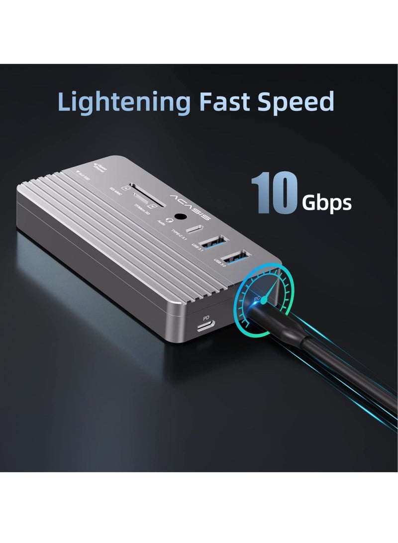 كابتن تيك 10-in-1 USB C Docking Station and M.2 NVMe SSD Enclosure, Multi-Port USB-C Hub Adapter with 4K HDMI, USB 3.1 Port, 100 W Power Delivery, USB 3.1 Type-C Enclosure for M.2 PCIe NVMe and SATA SSDs - Image 3