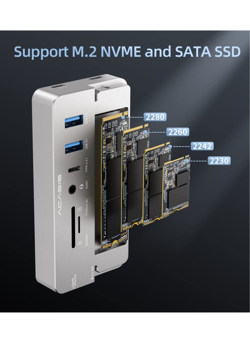 كابتن تيك 10-in-1 USB C Docking Station and M.2 NVMe SSD Enclosure, Multi-Port USB-C Hub Adapter with 4K HDMI, USB 3.1 Port, 100 W Power Delivery, USB 3.1 Type-C Enclosure for M.2 PCIe NVMe and SATA SSDs - Image 4