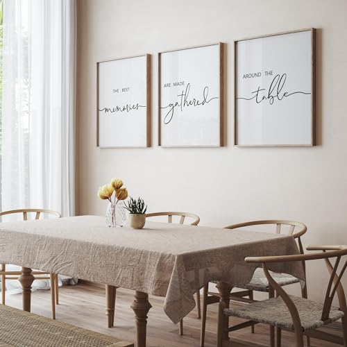 Houmury Set of 3 Framed Wall Art Memories Around the Table Farmhouse Wall Decor 11x14 Kitchen Wall Decor for Dining Room Decor Wood Signs Brown 11 14 - Image 3