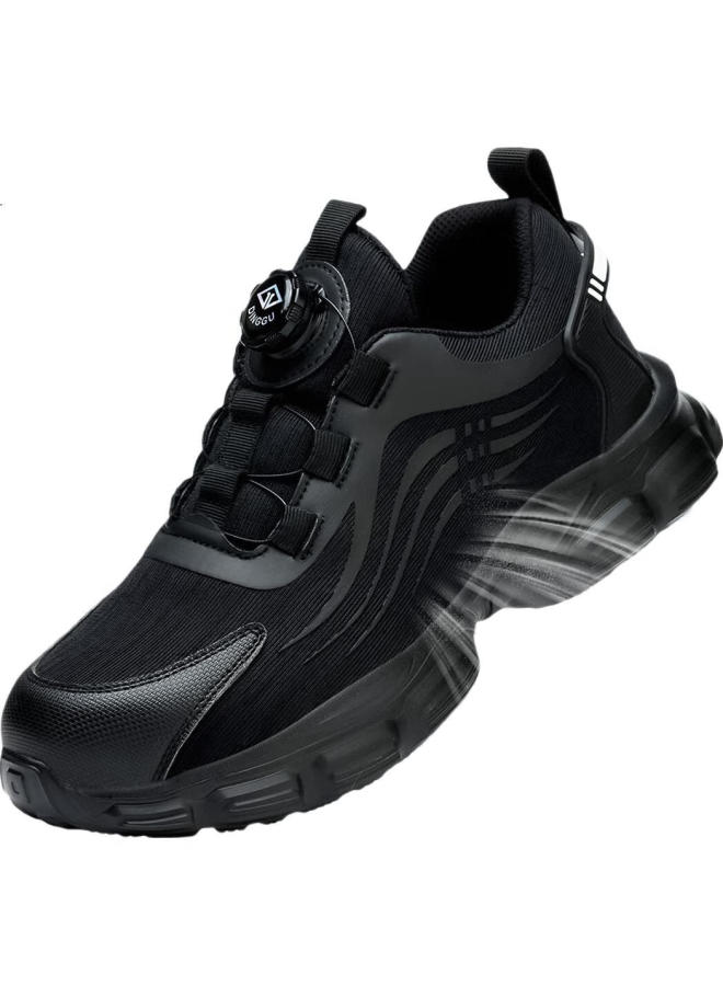 Dinggu Dinggu Men'S Safety Shoes With Anti-Smashing And Puncture-Proof Soft Sole, Comfortable And Safe, Black, Four Seasons, Smart Buckle, Model 1105Hei40 - Image 3