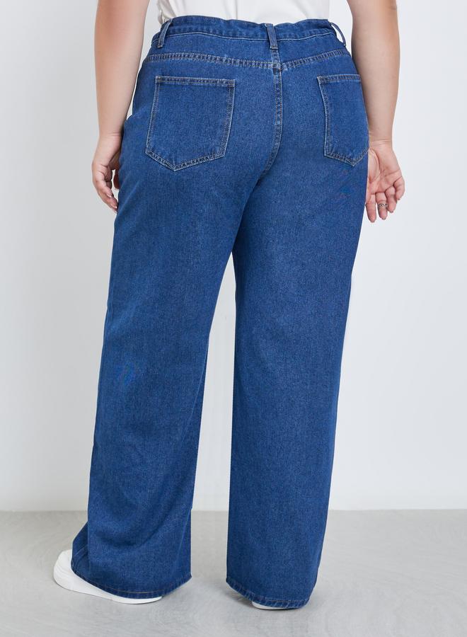 Styli Plus Wide Leg Jeans with Drawstring - Image 4