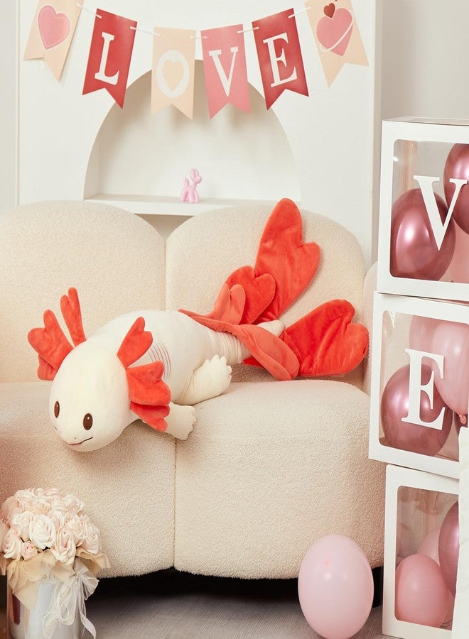 MaoGoLan Large Axolotl Plush Body Pillow, XL Axolotl Stuffed Animal for Kids, 44" Long Salamander Plush Pillow,Christmas Birthday Gifts Pink - Image 2