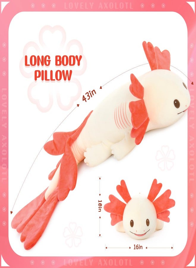 MaoGoLan Large Axolotl Plush Body Pillow, XL Axolotl Stuffed Animal for Kids, 44" Long Salamander Plush Pillow,Christmas Birthday Gifts Pink - Image 4