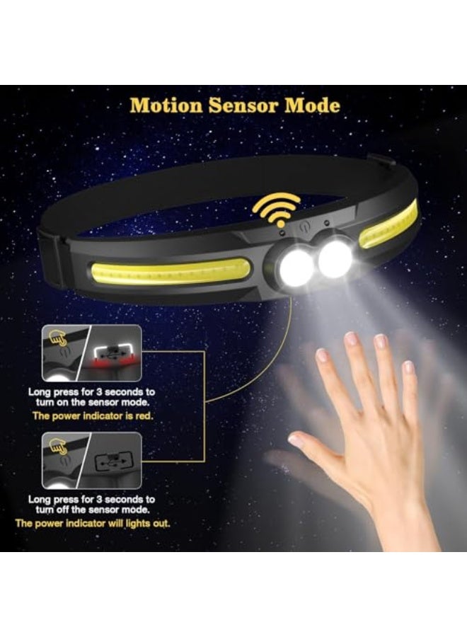 Rechargeable LED Headlamp - 300° Wide Beam Head Lamp, 750 Lumen 14 Modes Head Lights, 84H Standby Energy - Camping Accessories Gear, Waterproof Sensor Flashlight for Running Camping Fishing - Image 5