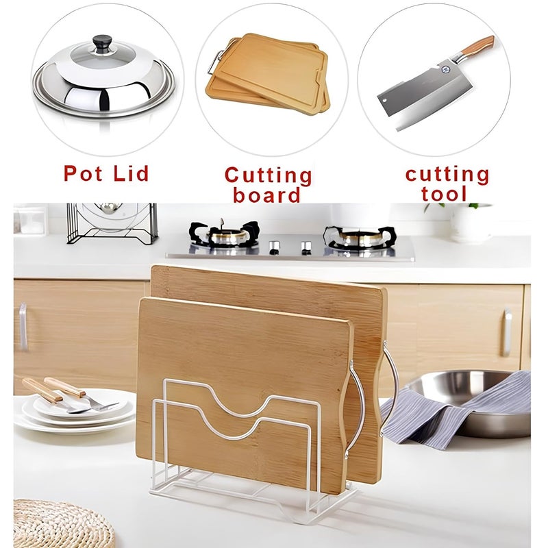 EARTHCONE 4 Slot Kitchenware Rack Pan Rack Organizer Pot Lid Holders Bakeware Rack Kitchen Cookware Pantry Cabinet Storage Rack Metal Black 1Pcs - Image 4