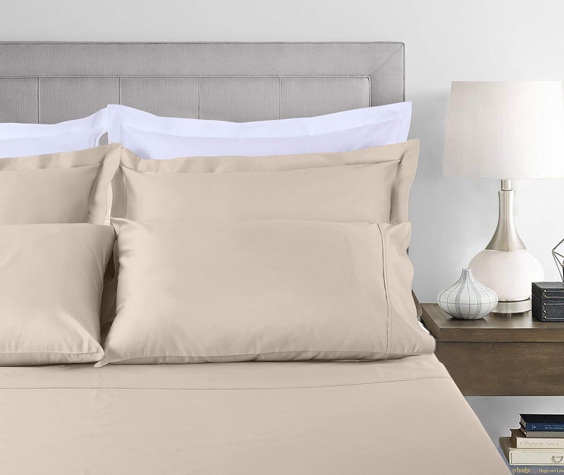 Threadmill Pillow Cases Standard Size | 800 Thread Count Sateen Weave | 100% Cotton 2 Piece Solid Pillow Covers | Extra Long Staple Cotton |Hotel Quality Light Beige Pillow Protectors - Image 2