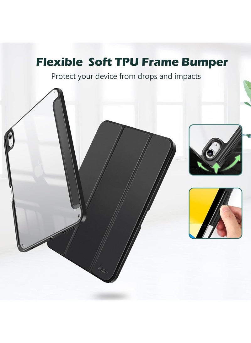 Raxoom iPad 10.9 Inch 10th Gen Case with Pencil Holder 2022 Clear Transparent Back Shell Trifold Protective cover Shockproof Cover for 2022 iPad 10th Gen A2696 A2757 A2777 Black - Image 4