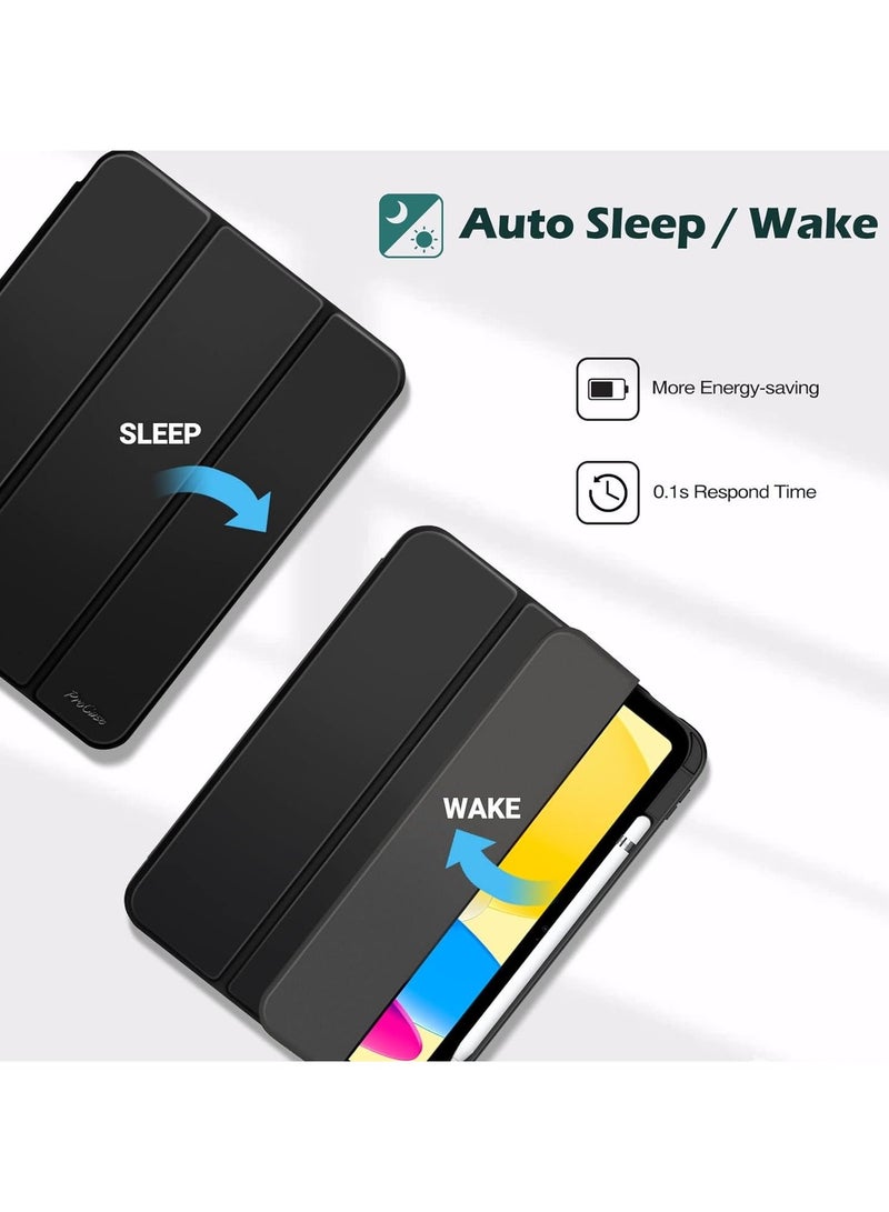 Raxoom iPad 10.9 Inch 10th Gen Case with Pencil Holder 2022 Clear Transparent Back Shell Trifold Protective cover Shockproof Cover for 2022 iPad 10th Gen A2696 A2757 A2777 Black - Image 5