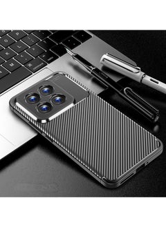 Xiaomi 14 Pro Carbon Fibre Pattern Phone Case with Airbag Drop-proof TPU Soft Edge Protective Cover