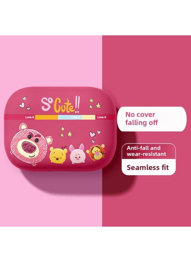 Generic - Strawberry Bear Family Airpods Protective Case Cartoon Cute Suitable For Apple 1/2/3 Generation Bluetooth Headset Soft Case-Color:Probe Strawberry Bear-Red-Model:Airpods4 (universal For Noise Reduction Version/regular Version) - Image 1