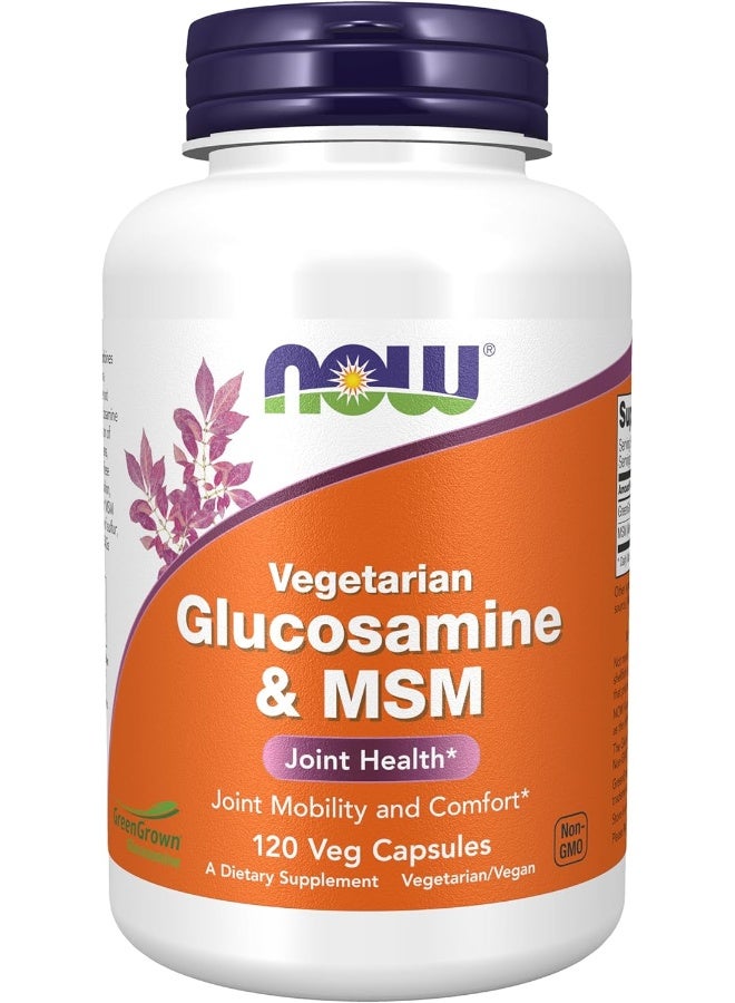now Supplements Glucosamine & Msm (Greengrown® Glucosamine) Vegetarian 120 Veg Capsules  - Image 1