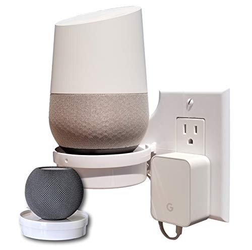 Mount Genie Smart Home Outlet Shelf: Hidden Cord Storage and Extra Custom Short Cords Great for Google Home, Nest, Security Cameras, Smart Speakers, and more - Image 1